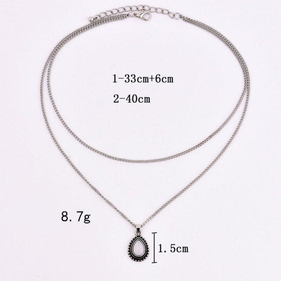 2 Layer Antique Style White Stone Necklace - Picture 5 of 5